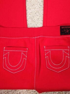 NEW True Religion Pull-On Flare Jeans Red Anniversary XL